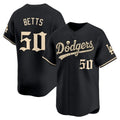Los Angeles Dodgers #50 Mookie Betts Black 'Halloween Mummy Edition' Premier Limited - Stitched Baseball jersey Fedasgoge