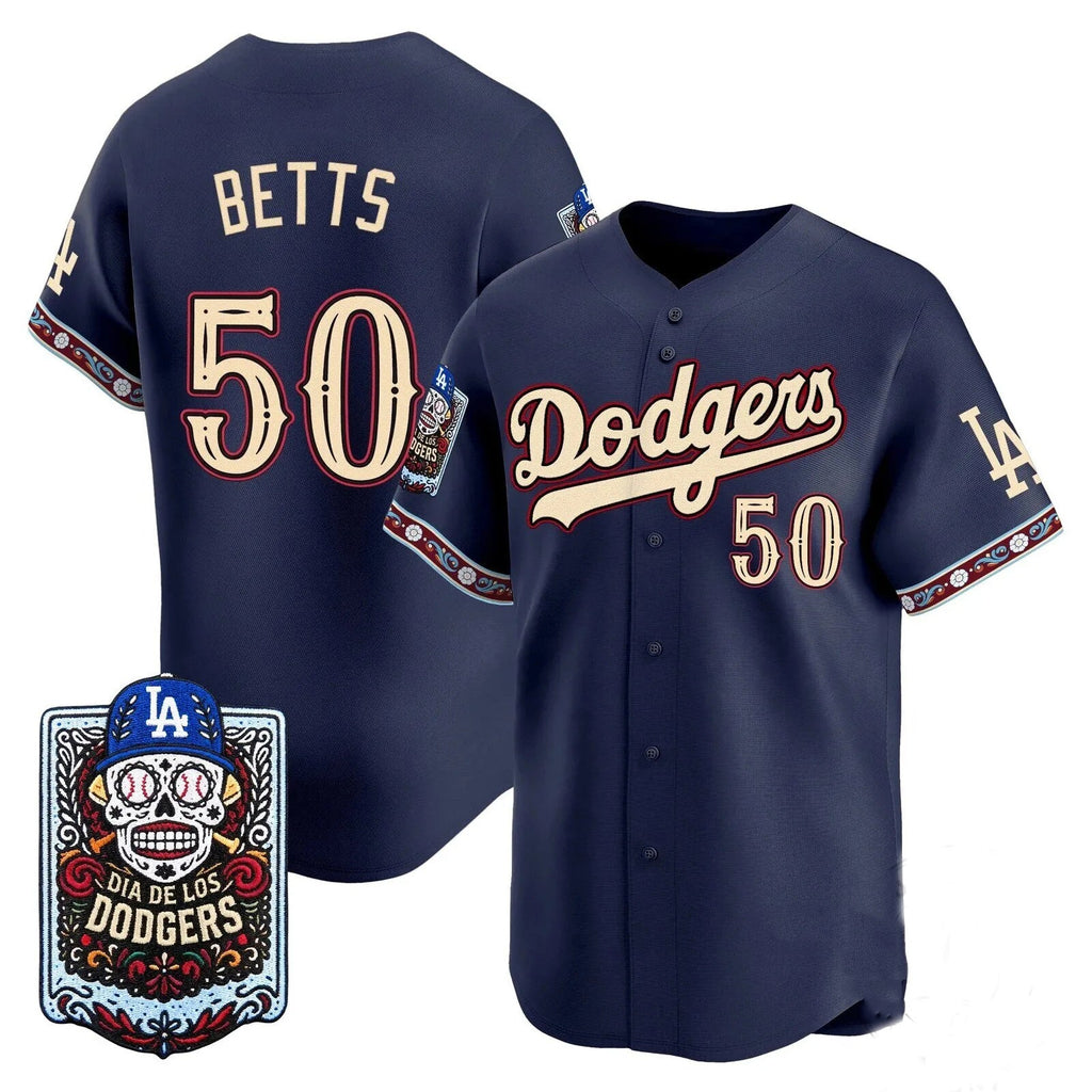 Los Angeles Dodgers #50 Mookie Betts x Dia De Los Muertos Navy 2026 Baseball jersey Fedasgoge