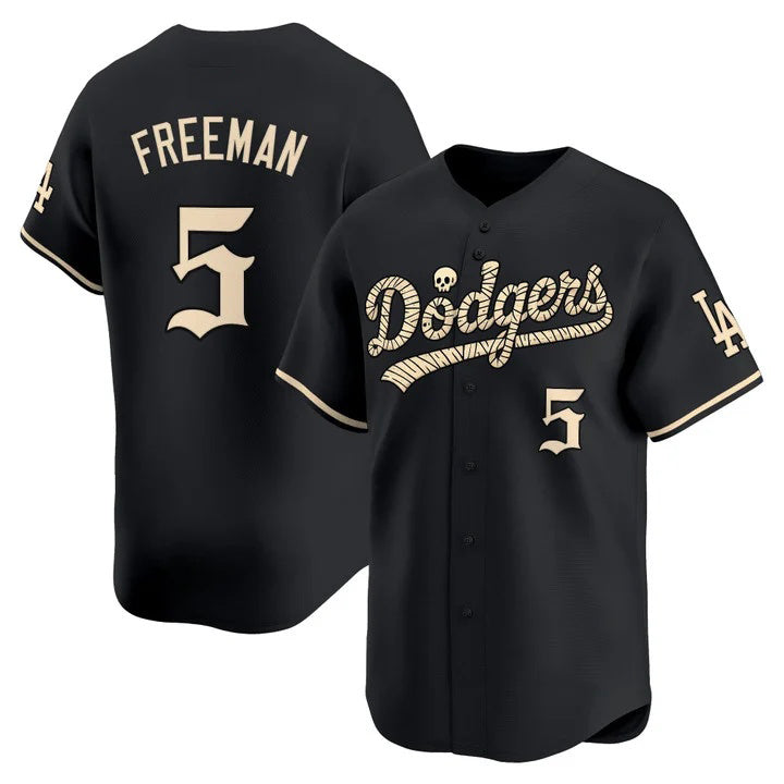 Los Angeles Dodgers #5 Freddie Freeman Black 'Halloween Mummy Edition' Premier Limited - Stitched Baseball jersey Fedasgoge