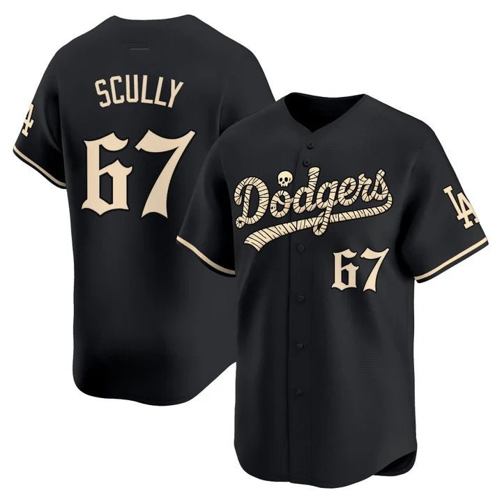 Los Angeles Dodgers #67 Vin Scully Black 'Halloween Mummy Edition' Premier Limited - Stitched Baseball jersey Fedasgoge