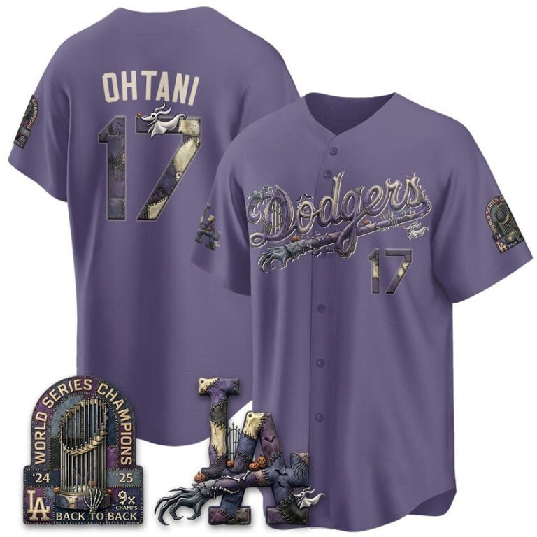Los Angeles Dodgers #17 Shohei Ohtani Purple Fedasgoge Nightmare Halloween Edition Baseball Jersey