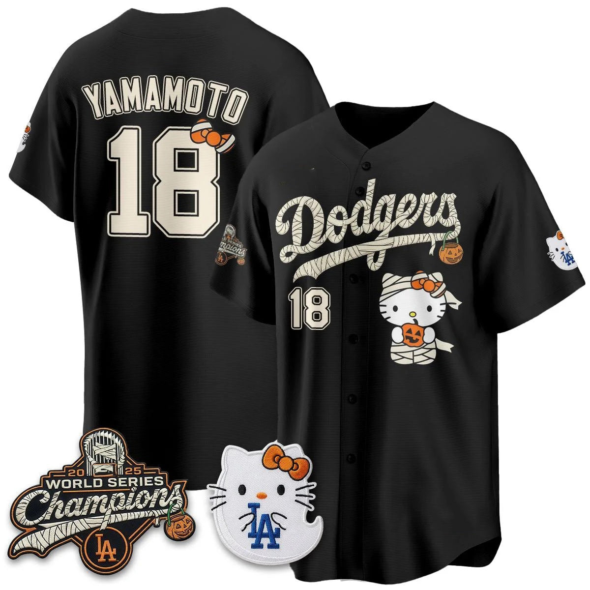 Los Angeles Dodgers #18 Yoshinobu Yamamoto Black Fedasgoge Halloween 2026 Vapor V2 Stitched Jersey