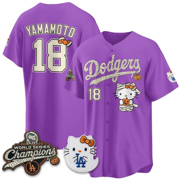 Los Angeles Dodgers #18 Yoshinobu Yamamoto Purple Fedasgoge Halloween 2026 Vapor V2 Stitched Jersey