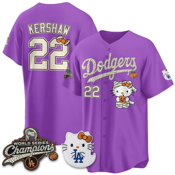 Los Angeles Dodgers #22 Clayton Kershaw Purple Fedasgoge Halloween 2026 Vapor V2 Stitched Jersey