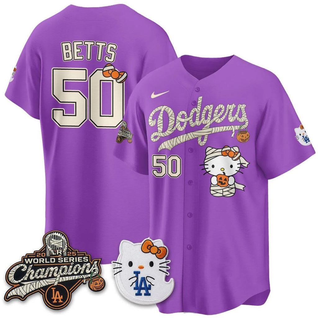 Los Angeles Dodgers #50 Mookie Betts Purple Fedasgoge Halloween 2026 Vapor V2 Stitched Jersey