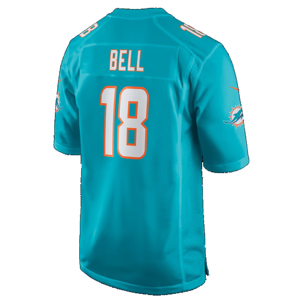 M.Dolphins #18 Chris Bell Aqua Fedasgoge Game Jersey