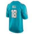 M.Dolphins #18 Chris Bell Aqua Fedasgoge Game Jersey