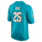 M.Dolphins #25 Julius Wood Aqua Team Game Football jersey Fedasgoge