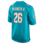 M.Dolphins #26 Carlos Washington Jr. Aqua Team Game Football jersey Fedasgoge