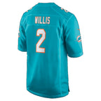 M.Dolphins #2 Malik Willis Aqua Game Football jersey Fedasgoge