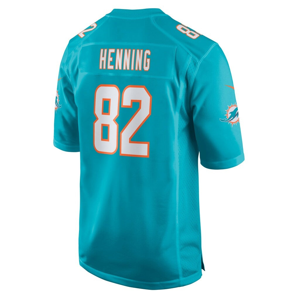 M.Dolphins #82 AJ Henning Aqua Team Game Jersey Fedasgoge