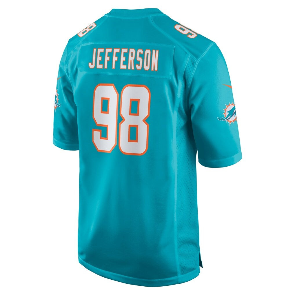 M.Dolphins #98 Jordan Jefferson Aqua Team Game Jersey Fedasgoge