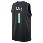 M.Timberwolves #1 LaMelo Ball Black Statement Edition Swingman Basketball Jersey Fedasgoge