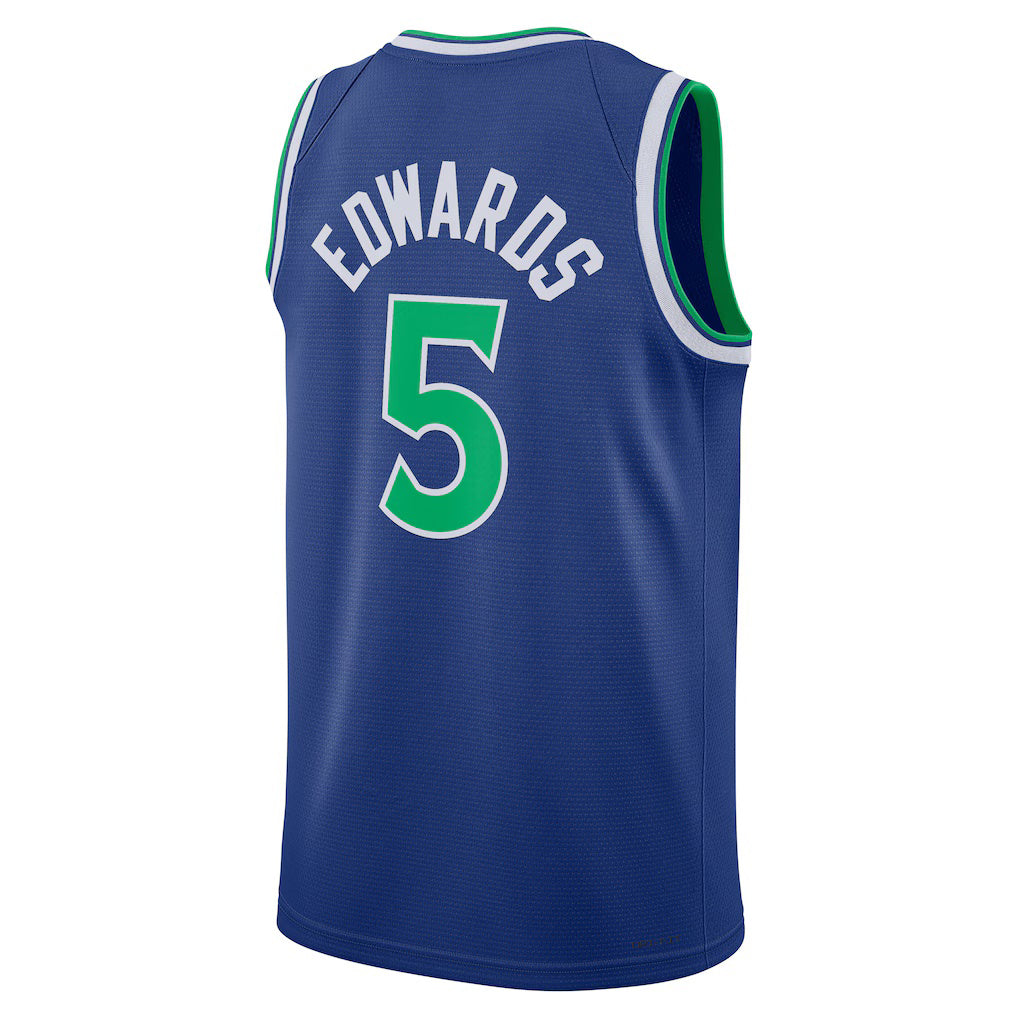 M.Timberwolves #5 Anthony Edwards Blue Icon Edition Swingman Basketball Jersey Fedasgoge