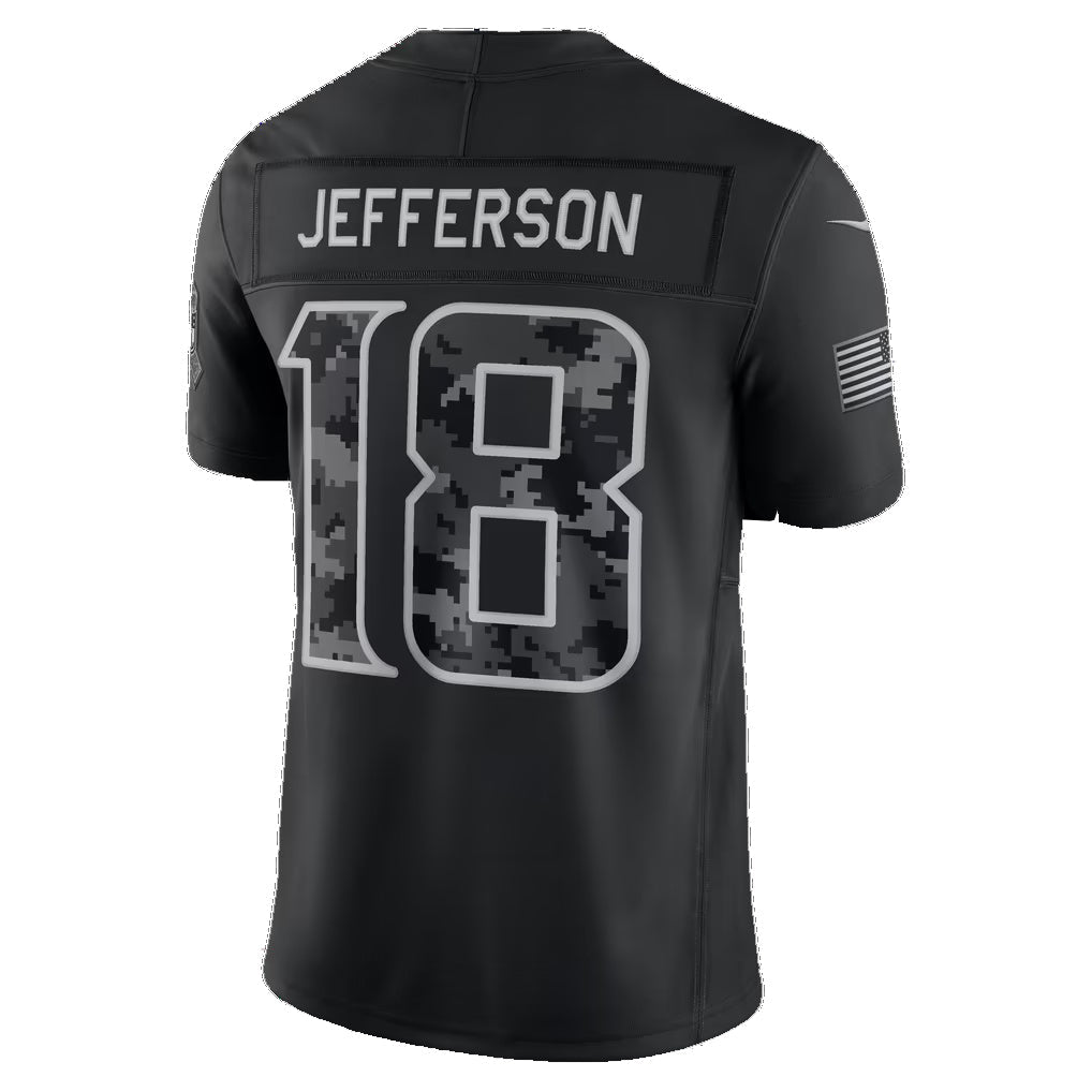 MN.Vikings #18 Justin Jefferson Black 2026 Salute to Service Stitched Limited Football jersey Fedasgoge