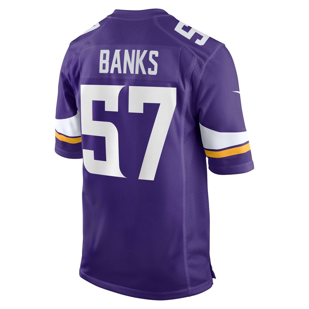 MN.Vikings #57 Keshawn Banks Purple Team Game Jersey Fedasgoge