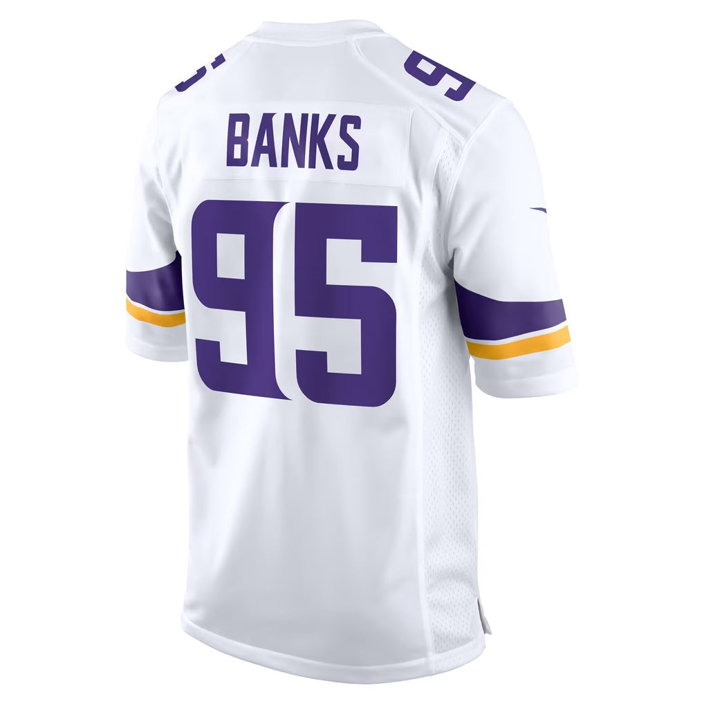 MN.Vikings #95 Caleb Banks White Game Football jersey Fedasgoge
