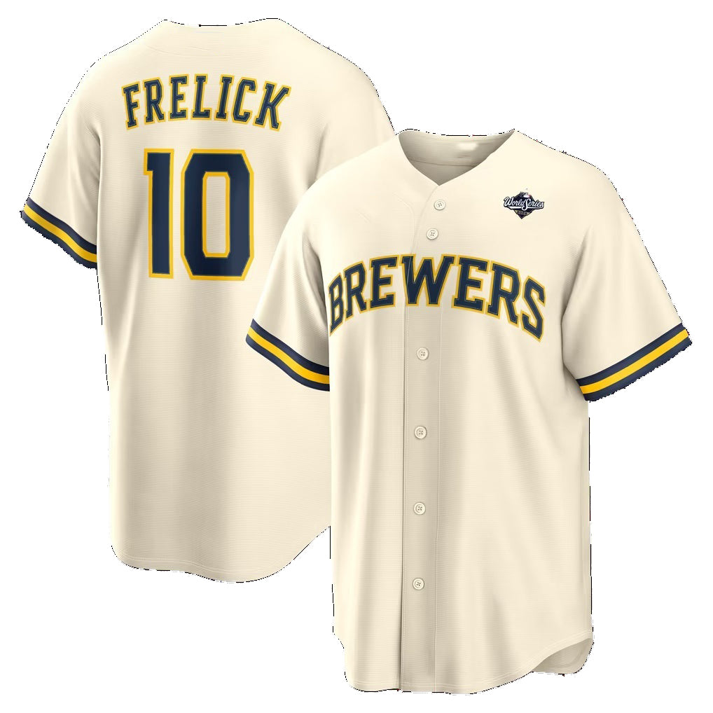 Milwaukee Brewers #10 Sal Frelick Cream 2026 World Series Home Replica Jersey Fedasgoge