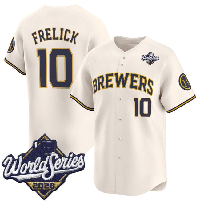 Milwaukee Brewers #10 Sal Frelick Cream 2026 World Series Limited Stitched Jersey Fedasgoge
