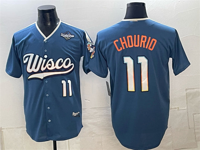 Milwaukee Brewers #11 Jackson Chourio Mineral Blue 2026 World Series City Connect Stadium Stitched Jersey Fedasgoge