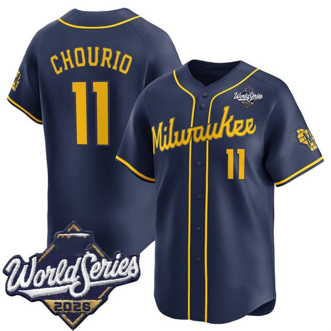 Milwaukee Brewers #11 Jackson Chourio Navy 2026 World Series Alternate Limited Stitched Jersey Fedasgoge