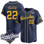 Milwaukee Brewers #22 Christian Yelich Navy 2026 World Series Alternate Limited Stitched Jersey Fedasgoge