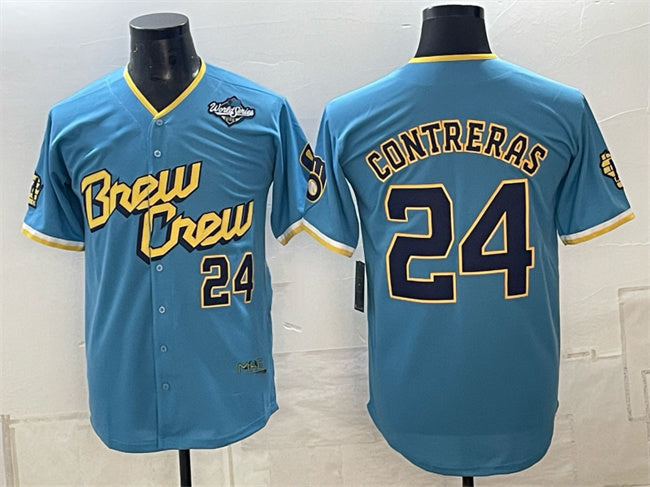 Milwaukee Brewers #24 William Contreras Powder Blue 2026 World Series City Connect Limited Stitched Jersey Fedasgoge