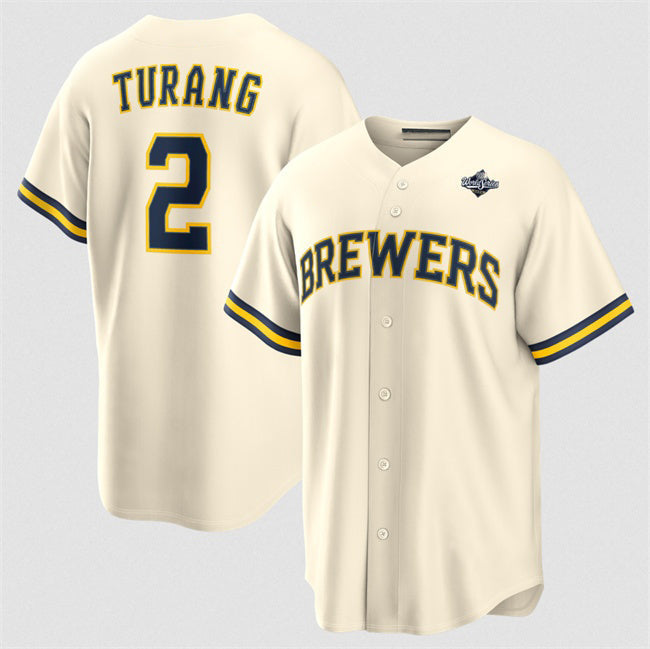 Milwaukee Brewers #2 Brice Turang Cream 2026 World Series Cool Base Stitched Jersey Fedasgoge