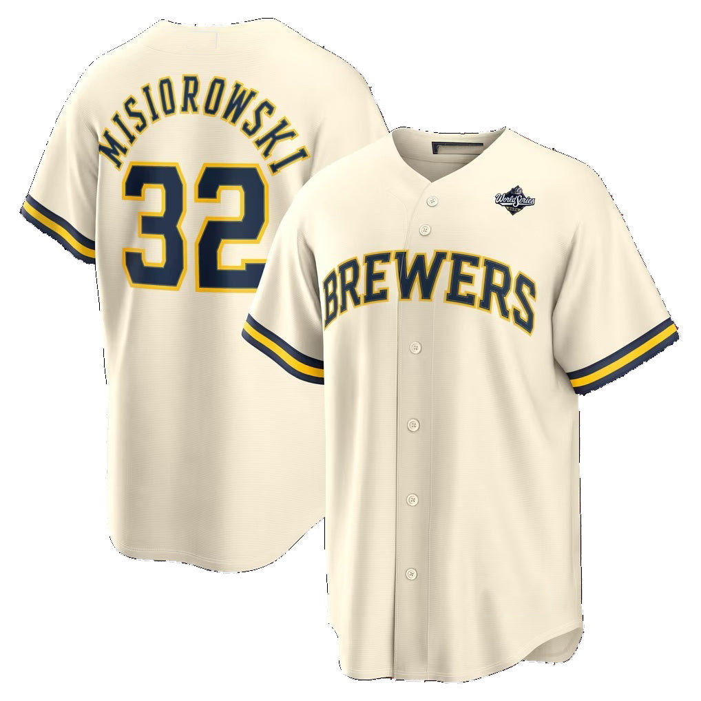 Milwaukee Brewers #32 Jacob Misiorowski Cream 2026 World Series Home Replica Jersey Fedasgoge