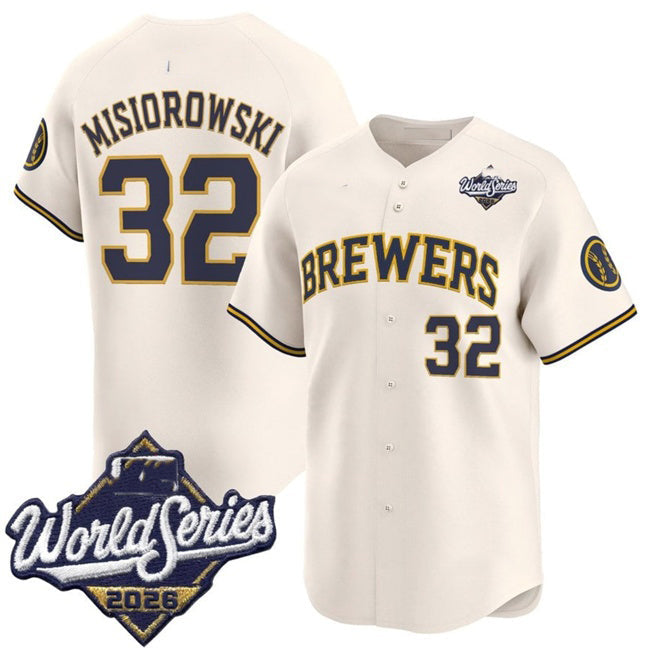 Milwaukee Brewers #32 Jacob Misiorowski Cream 2026 World Series Limited Stitched Jersey Fedasgoge