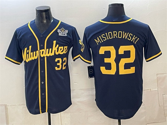 Milwaukee Brewers #32 Jacob Misiorowski Navy 2026 NLCS Patch Stitched Jersey Fedasgoge