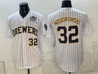 Milwaukee Brewers #32 Jacob Misiorowski White 2026 NLCS Patch Stitched Jersey Fedasgoge