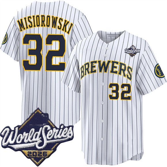 Milwaukee Brewers #32 Jacob Misiorowski White 2026 World Series Stitched Jersey Fedasgoge