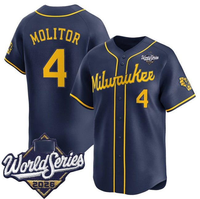Milwaukee Brewers #4 Paul Molitor Navy 2026 World Series Alternate Limited Stitched Jersey Fedasgoge