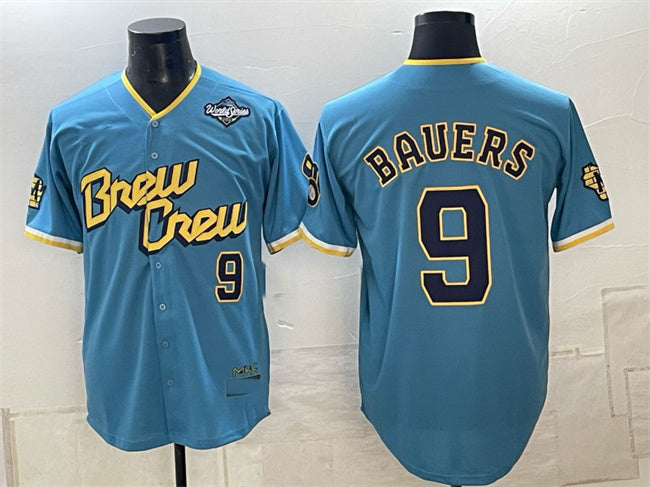 Milwaukee Brewers #9 Jake Bauers Powder Blue 2026 World Series City Connect Limited Stitched Jersey Fedasgoge