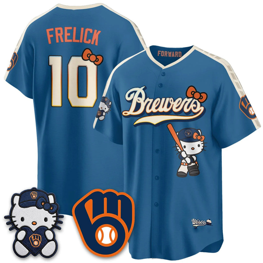 Milwaukee Brewers #10 Sal Frelick Mineral Blue Fedasgoge Meow KT Night Vapor Limited All Stitched Jersey