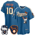 Milwaukee Brewers #10 Sal Frelick Mineral Blue Fedasgoge Meow KT Night Vapor Limited All Stitched Jersey