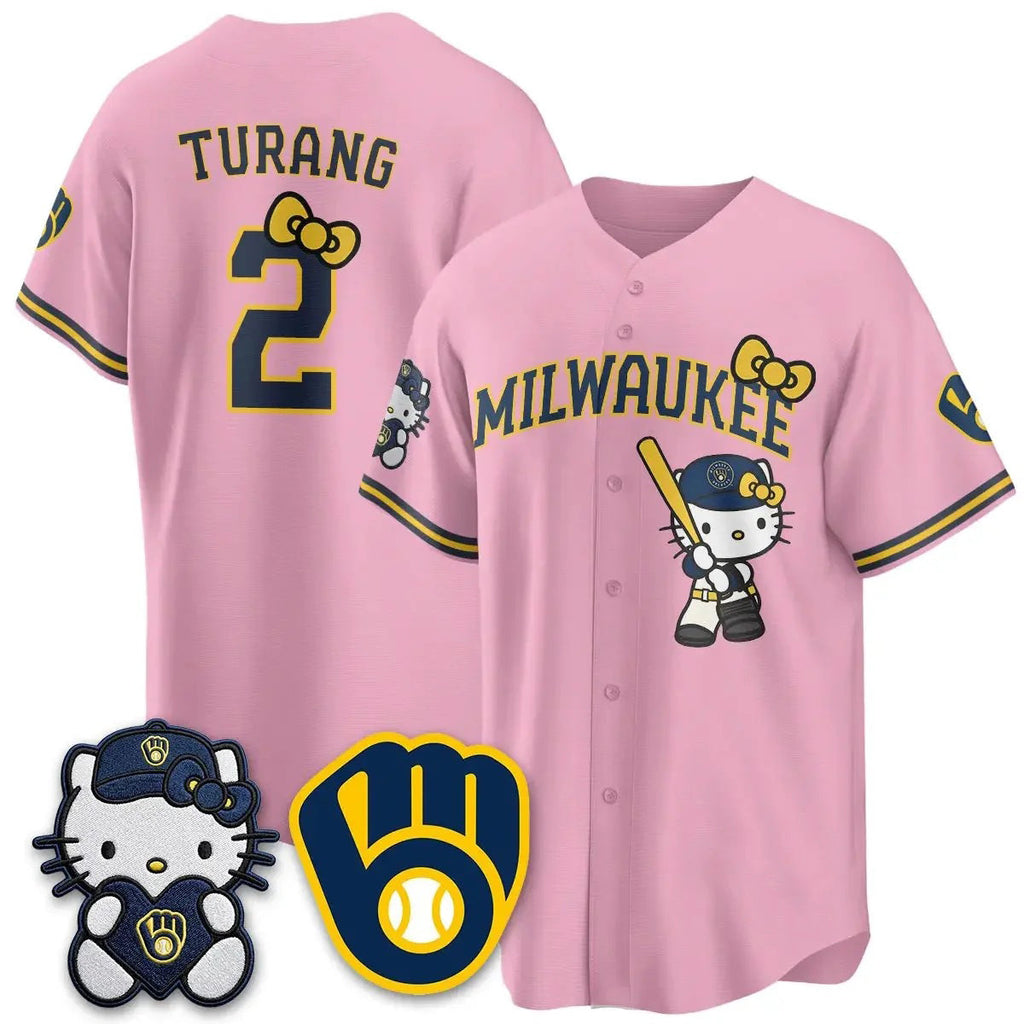 Milwaukee Brewers #2 Brice Turang Mineral Pink Fedasgoge KT Night Vapor Limited All Stitched Jersey