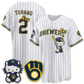 Milwaukee Brewers #2 Brice Turang Mineral White Fedasgoge KT Night Vapor Limited All Stitched Jersey