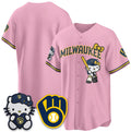 Milwaukee Brewers Pink Fedasgoge Meow KT Night Vapor Limited All Stitched Jersey