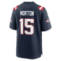NE.Patriots #15 Behren Morton Navy Team Game Football jersey Fedasgoge
