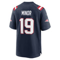 NE.Patriots #19 Kobee Minor Navy Team Game Jersey Fedasgoge