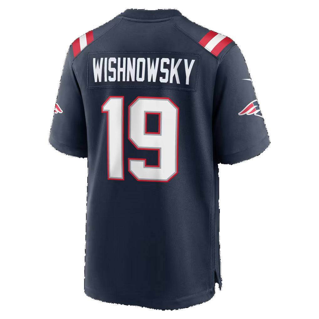 NE.Patriots #19 Mitch Wishnowsky Navy Team Game Football jersey Fedasgoge