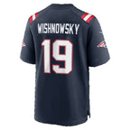 NE.Patriots #19 Mitch Wishnowsky Navy Team Game Football jersey Fedasgoge