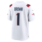 NE.Patriots #1 A.J. Brown White Fedasgoge Game Jersey