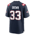 NE.Patriots #33 Mike Brown Navy Team Game Football jersey Fedasgoge
