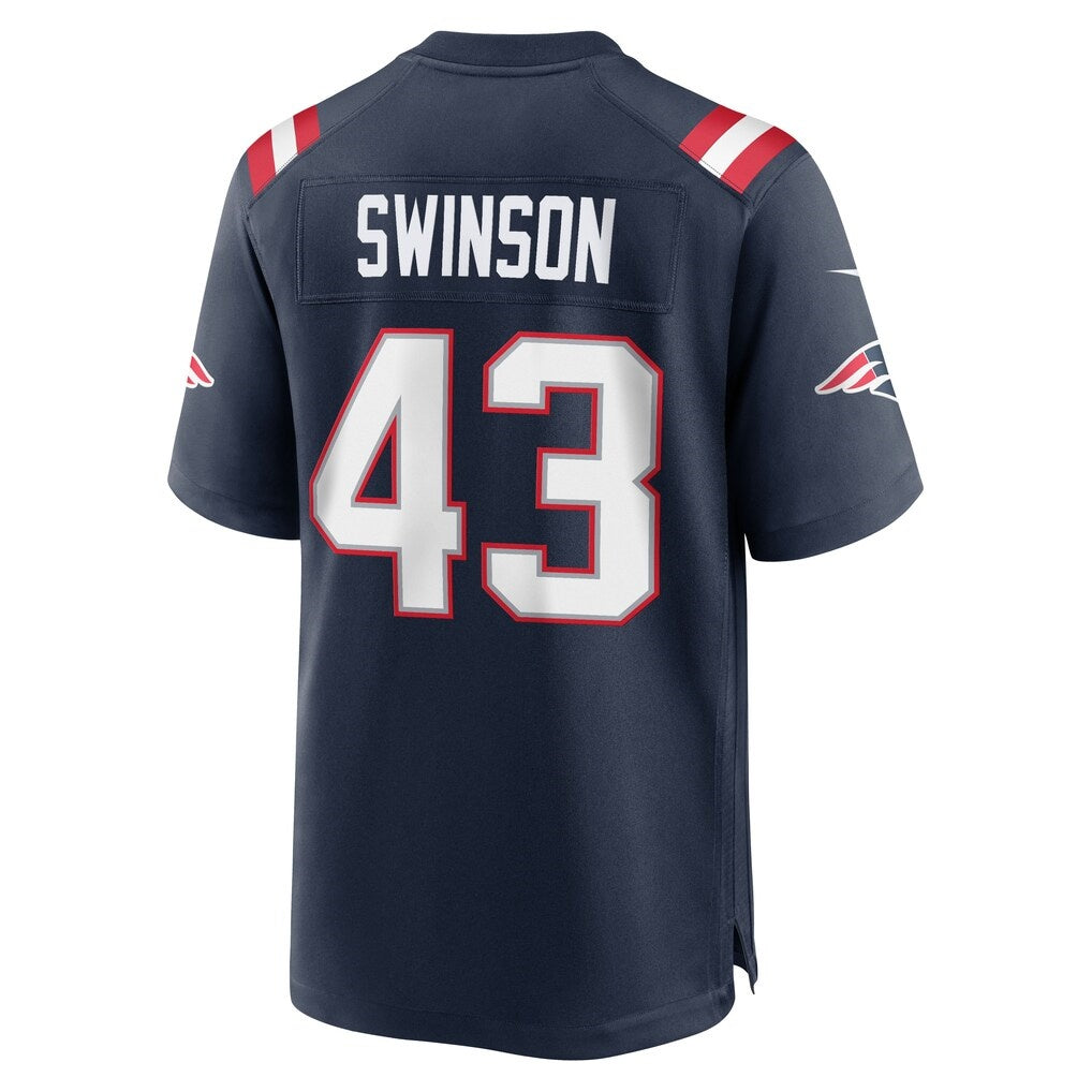 NE.Patriots #43 Bradyn Swinson Navy Team Game Jersey Fedasgoge