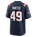 NE.Patriots #49 Erick Hunter Navy Team Game Football jersey Fedasgoge