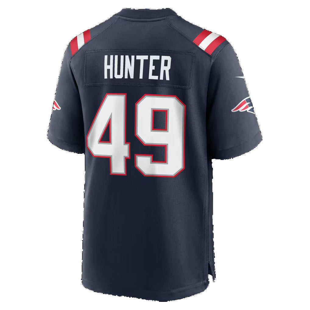 NE.Patriots #49 Erick Hunter Navy Team Game Football jersey Fedasgoge