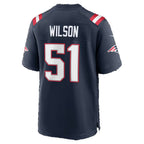 NE.Patriots #51 Riley Wilson Navy Team Game Football jersey Fedasgoge